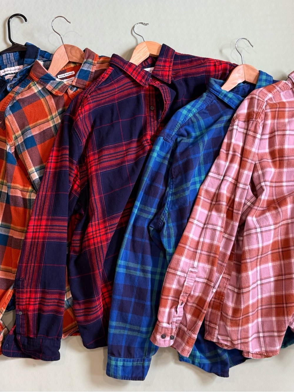 Amazon Essentials Men's Plaid Button-Down Shirts Lot of 5
